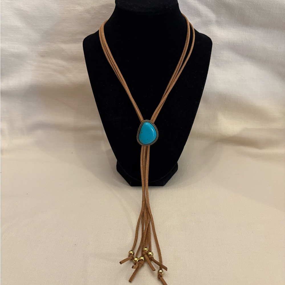 Turquoise Pendant Brown Necklace